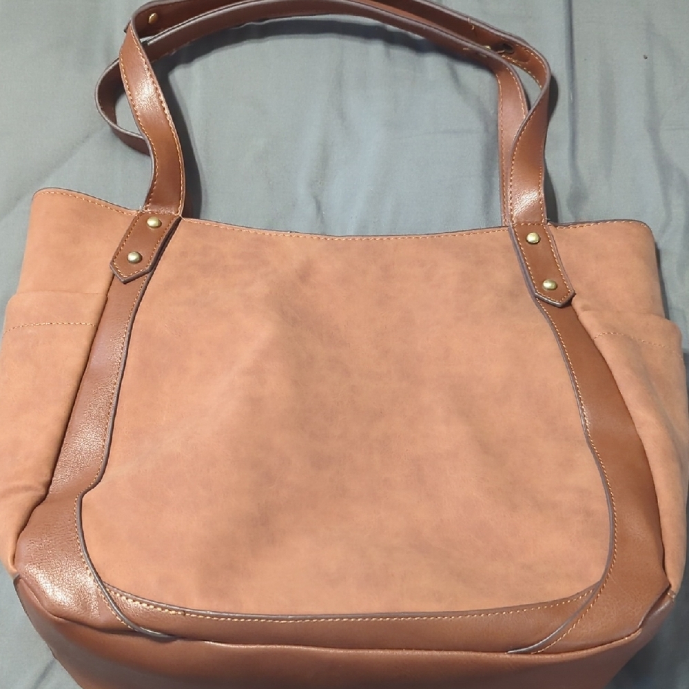 Elegant Brown Faux Leather Tote Bag Tote 5 - Picture 2 of 3